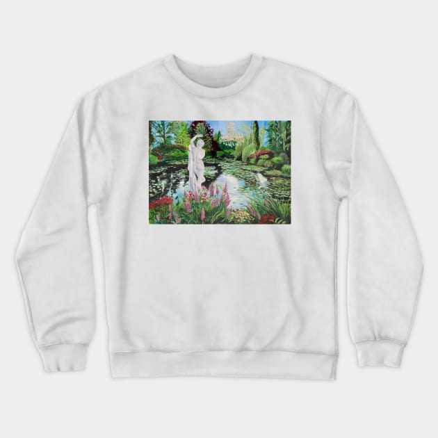 Monet's Garden with a Parisian Bather Crewneck Sweatshirt by KirstenAngelArt